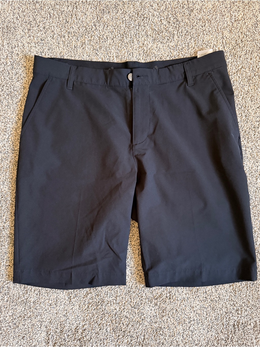 Adidas Black Flat-Front Golf Shorts